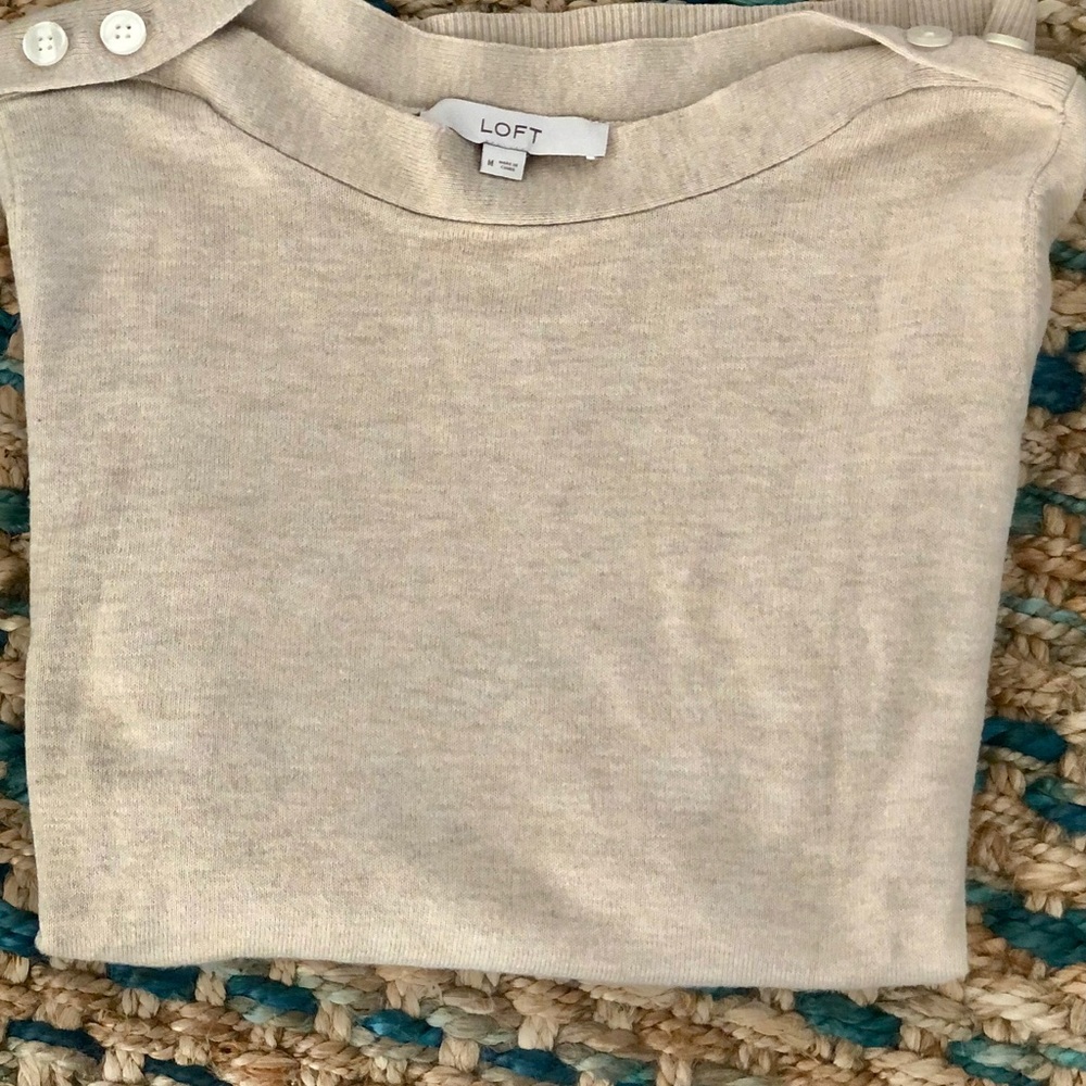 SOLD!   LOFT | Shoulder Button Tunic Sweater Oat - Picture 3 of 6